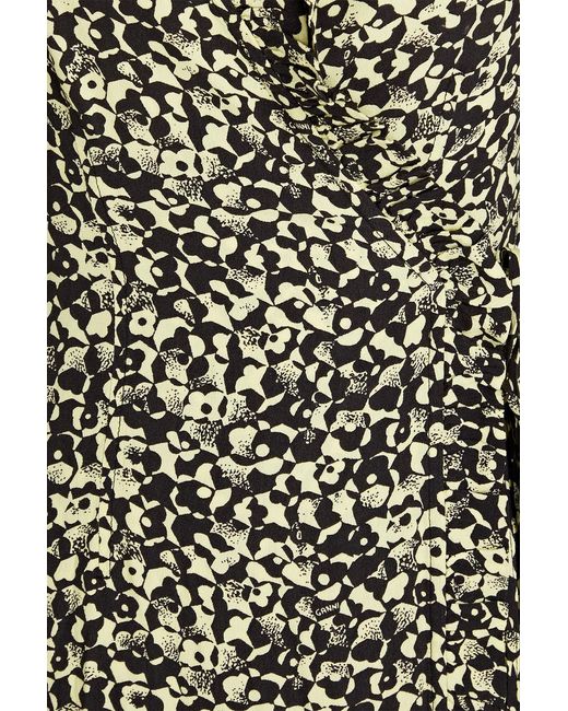 Ganni Black Printed Crepe Midi Wrap Dress