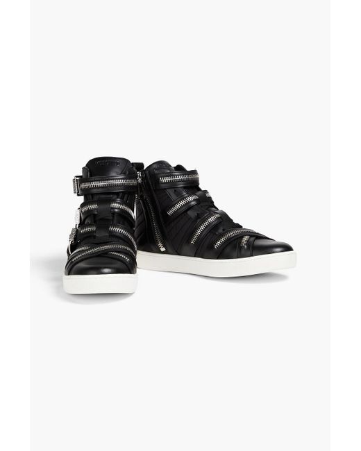 Moschino Black Quilted Shell And Leather High-top Sneakers for men
