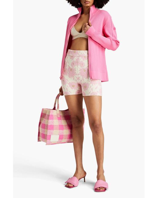 Jacquemus Pink Le Bagnu Jacquard-knit Cotton-blend Shorts