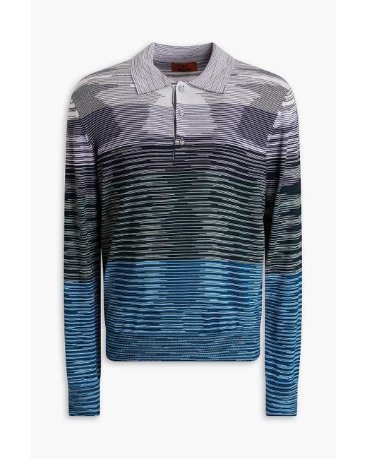 Missoni Blue Space-dyed Wool Polo Sweater for men