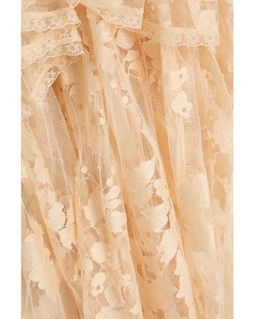 Zimmermann Natural Cold-Shoulder Ruffled Cotton-Blend Lace Maxi Dress