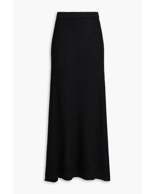Totême Black Bouclé-Knit Maxi Skirt