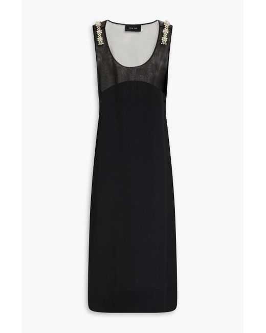 Simone Rocha Black Embellished Tulle-paneled Crepon Dress