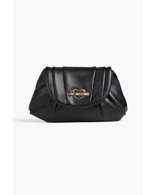 Love Moschino Black Pleated Faux Leather Clutch