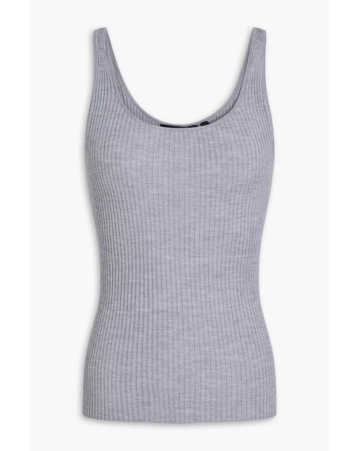 Theory Purple Ribbed Merino Wool Tank