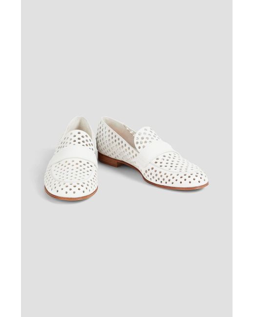 Gianvito Rossi White Thierry loafers aus perforiertem leder