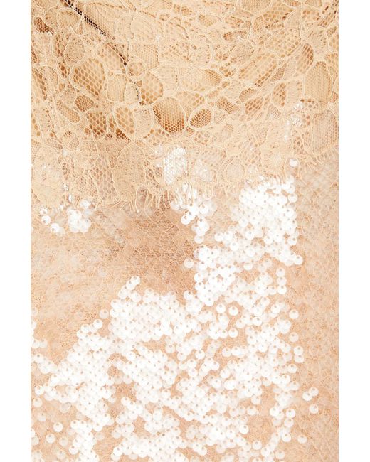 Jonathan Simkhai Natural Valentina Lace-trimmed Sequined Slip Dress