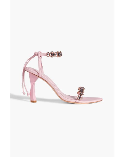 Aje. Pink Crystal-embellished Leather Sandals