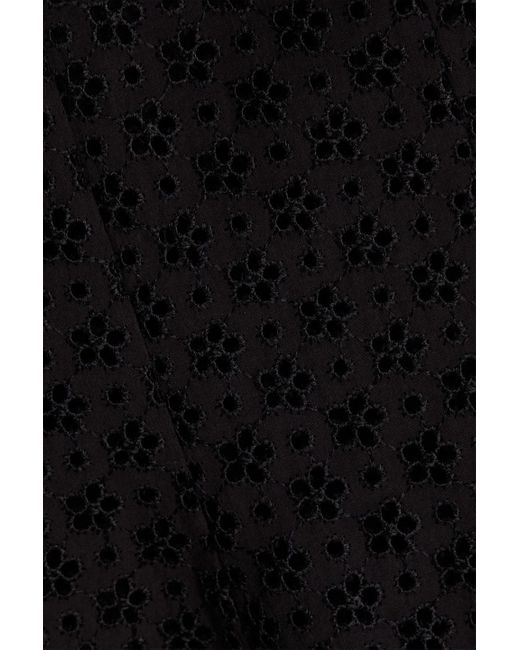 Philosophy Di Lorenzo Serafini Black Minikleid aus einer baumwollmischung mit lochstickerei und rüschen