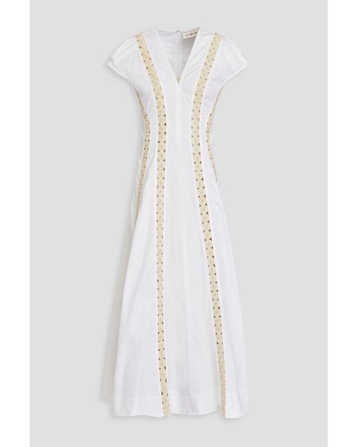 Tory Burch White Cotton-twill Midi Dress