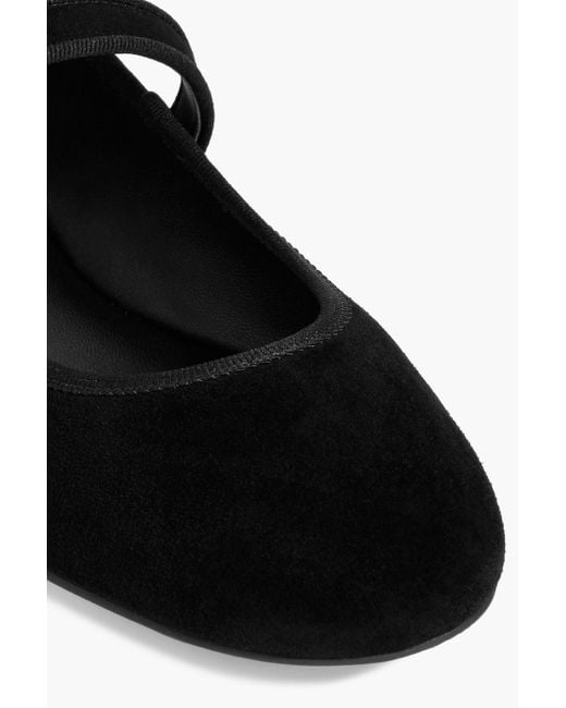 Stuart Weitzman Black Alice Suede Mary Jane Flats
