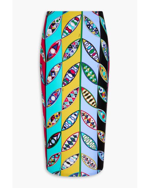 Emilio Pucci Blue Midirock aus stretch-jersey mit print