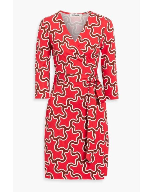 Diane von Furstenberg Red Julian Printed Silk-jersey Wrap Dress