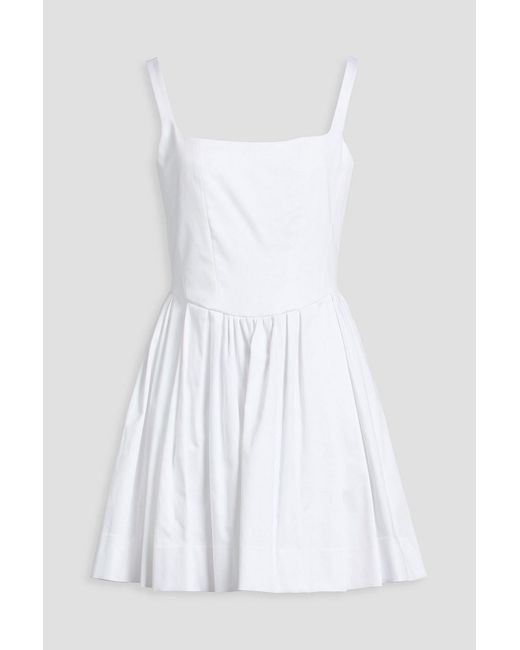 Maje White Pleated Cotton-Blend Mini Dress
