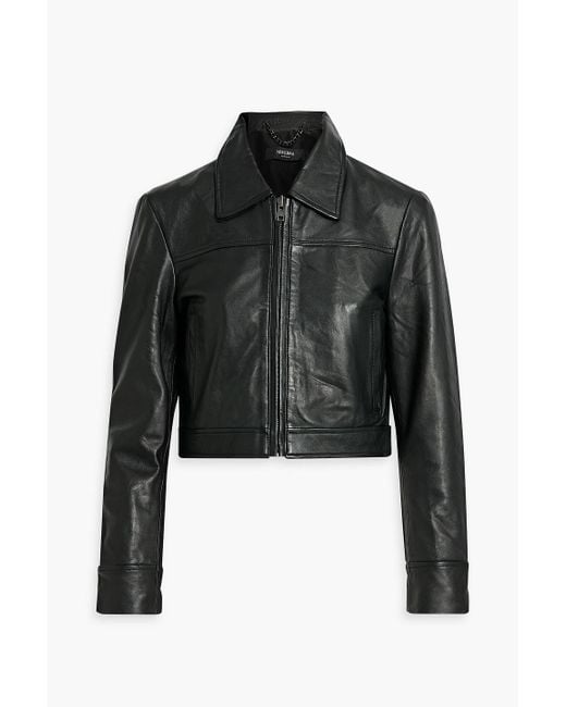 Muubaa Black Denver Cropped Leather Jacket