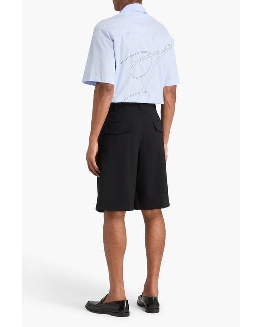Jacquemus Black Pleated Wool-blend Twill Shorts for men