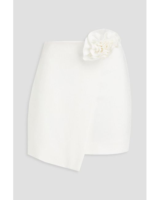 Nicholas White Saylor Floral-appliquéd Wrap-effect Jersey Mini Skirt