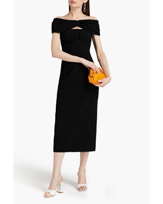 Emilia Wickstead Black Padma Off-the-shoulder Cutout Crepe Midi Dress