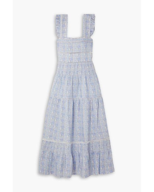 Lug Von Siga Sybill Crochet-trimmed Floral-print Linen Maxi Dress in