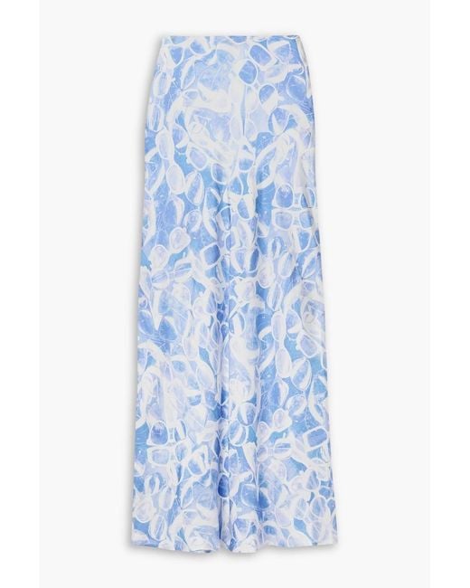 Stella McCartney Blue Printed Silk-Twill Maxi Skirt