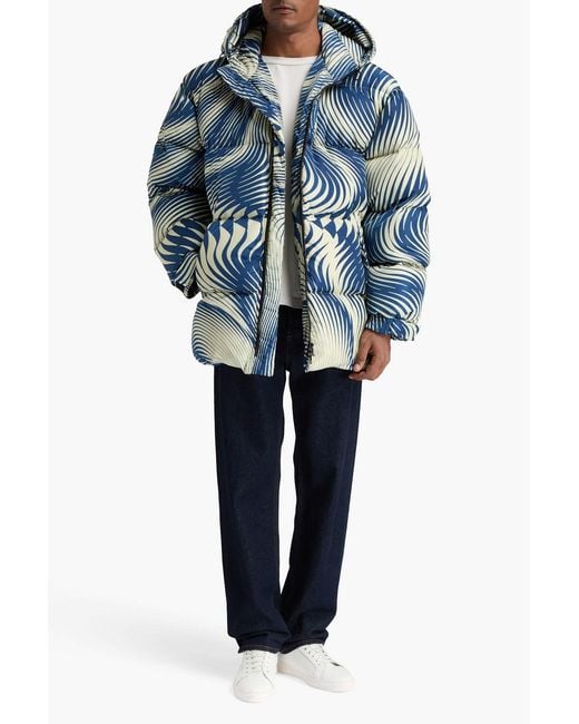 Dries Van Noten Blue Quilted Printed Shell Jacket for men