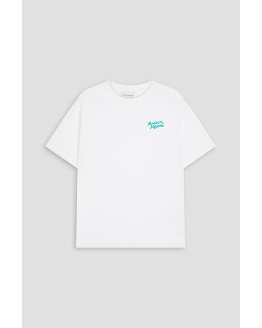 Maison Kitsuné White Embroidered Cotton-jersey T-shirt for men