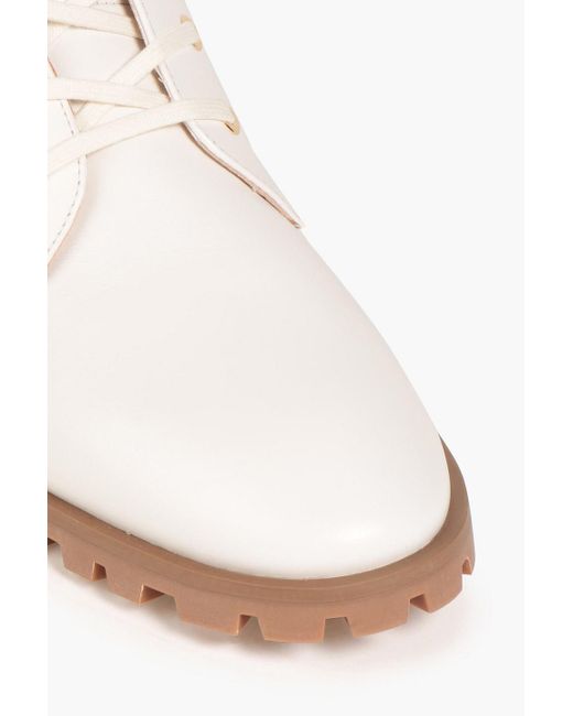 Stuart Weitzman White Norrie Leather Combat Boots