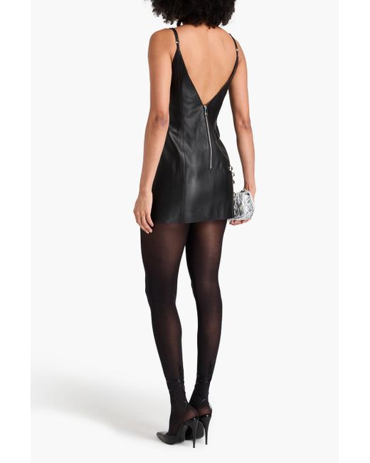 Area Black Cutout Studded Leather Mini Dress