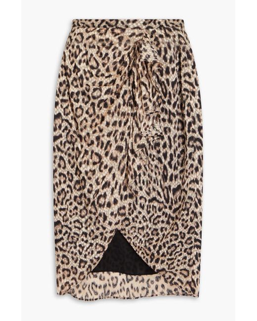 IRO Multicolor Marwa Wrap-effect Leopard-print Fil Coupé-voile Skirt