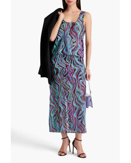 Maje Blue Sequined Tulle Top