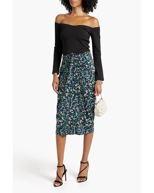 Isabel Marant Green Jeldia Ruched Printed Stretch-jersey Midi Skirt