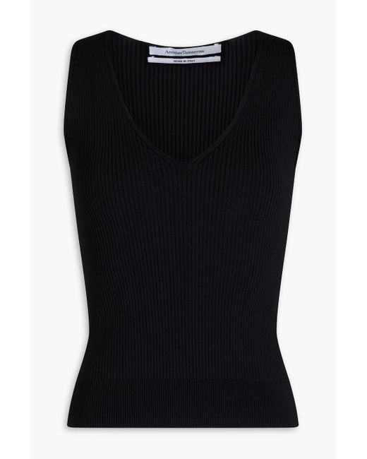 Another Tomorrow Black Tanktop aus rippstrick