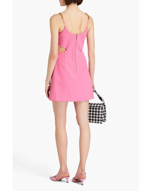 Rebecca Vallance Pink Dulce Amore Chain-embellished Cutout Crepe Mini Dress