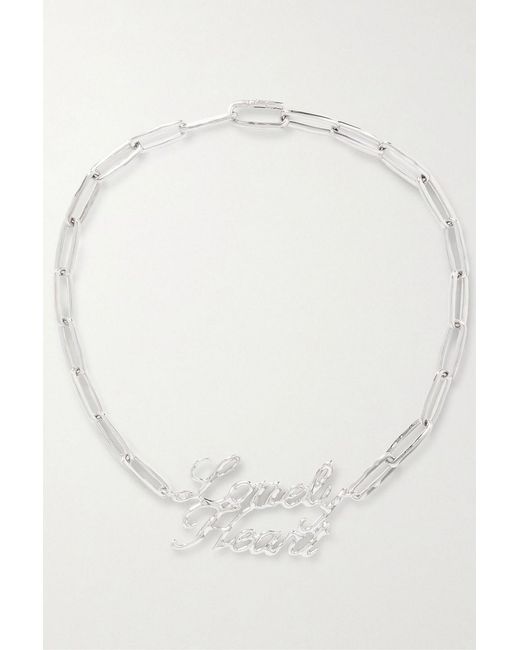 Jil Sander White Lonely Heart-Tone Necklace