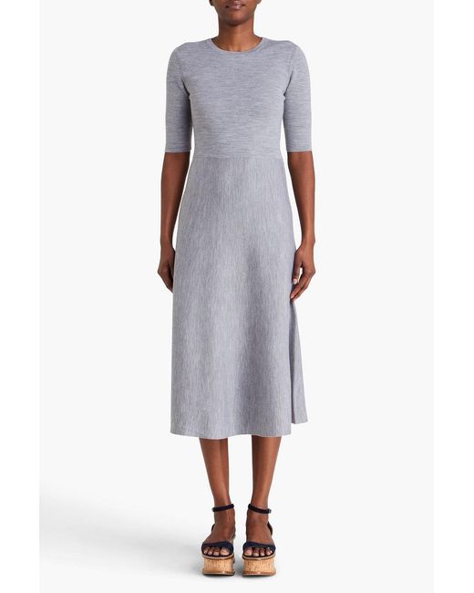 Gabriela Hearst Gray Wool, Cashmere And Silk-blend Midi Dress