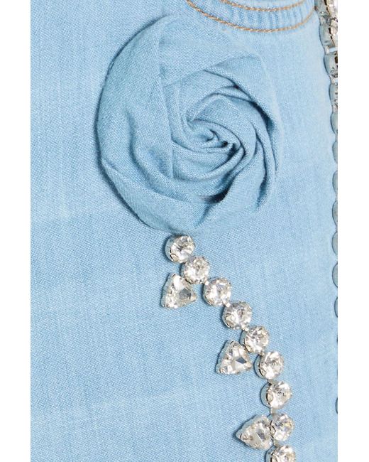 Area Blue Embellished High-Rise Wide-Leg Jeans