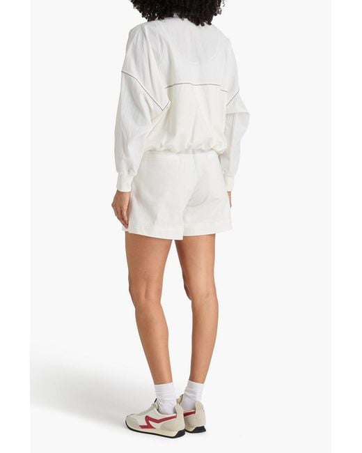 Brunello Cucinelli Natural Poplin-Paneled French Cotton-Blend Terry Jacket