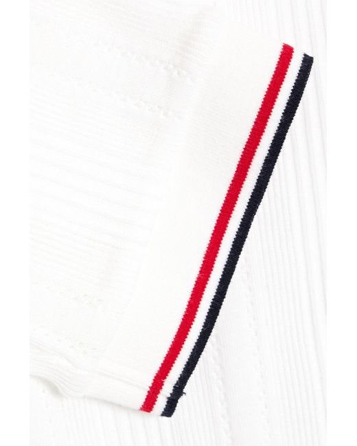 Thom Browne White Pointelle-trimmed Ribbed Cotton Top