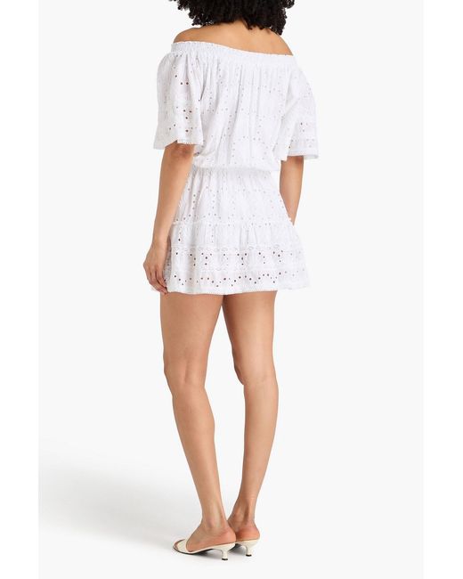 Melissa Odabash White Micha Off-the-shoulder Broderie Anglaise Cotton Mini Dress