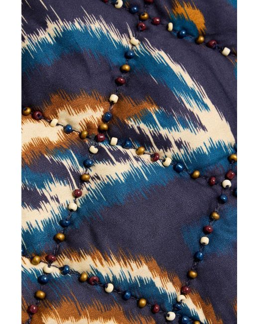 Farm Rio Blue Printed Quilted Cotton-Poplin Top