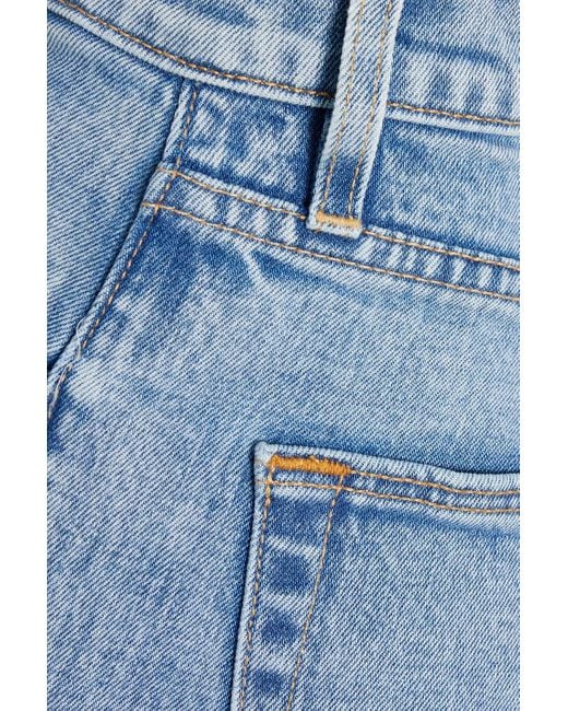 SLVRLAKE Denim Blue Grace Cropped High-rise Wide-leg Jeans