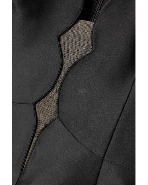Rasario Black Scalloped Satin Gown