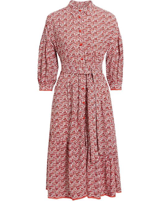 Diane von Furstenberg Luna Pleated Printed Cotton Midi Dress | Lyst