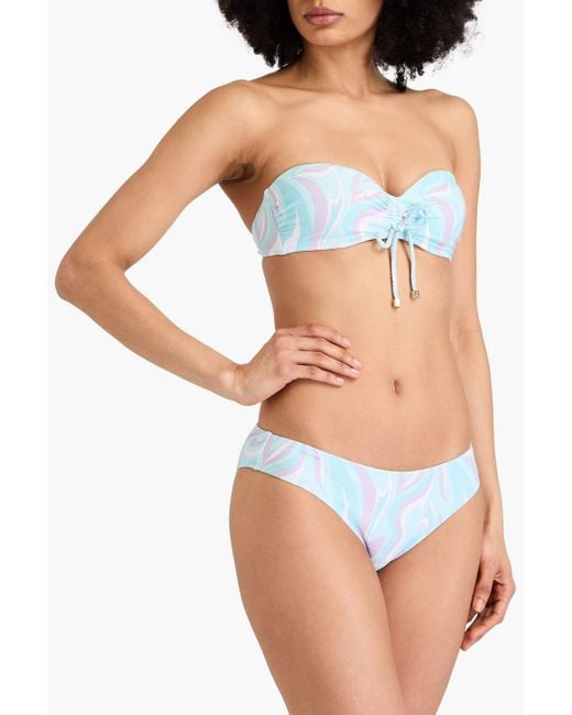 Heidi Klein Blue Florence bedruckter bikini-oberteil aus stretch-piqué mit bügel