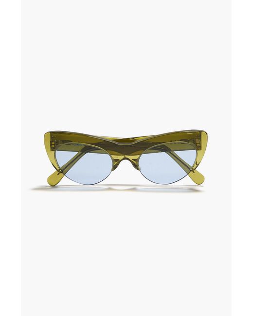 Ganni Green Cat-Eye Acetate Sunglasses