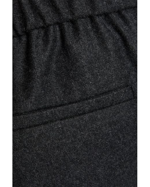 Theory Black Wool-flannel Straight-leg Pants