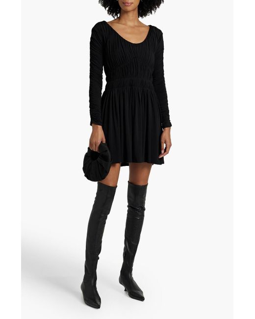 TOVE Black Romy Ruched Stretch-jersey Mini Dress