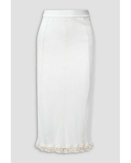 Acne White Tasseled Ribbed-knit Midi Skirt