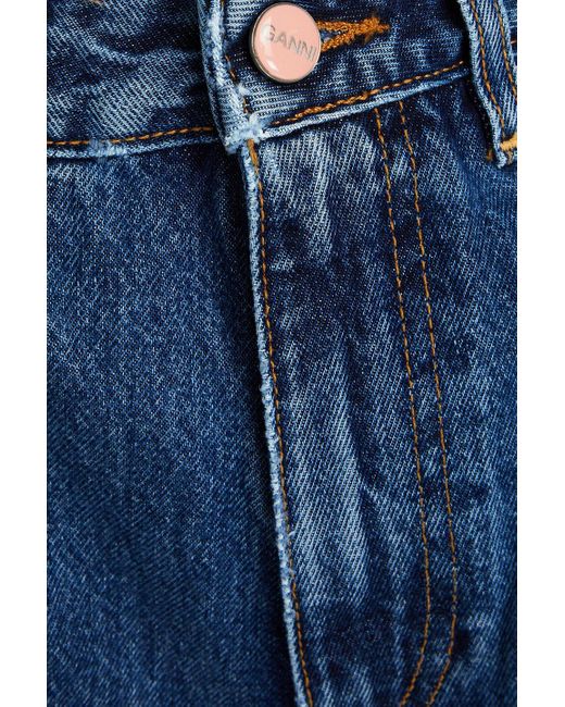 Ganni Blue Faded High-rise Kick-flare Jeans