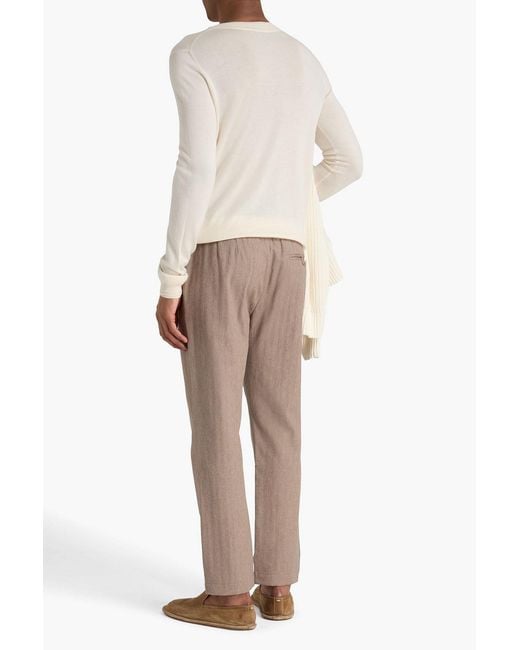 Frescobol Carioca Natural Oscar Herringbone Cotton And Cashmere-Blend Drawstring Pants for men